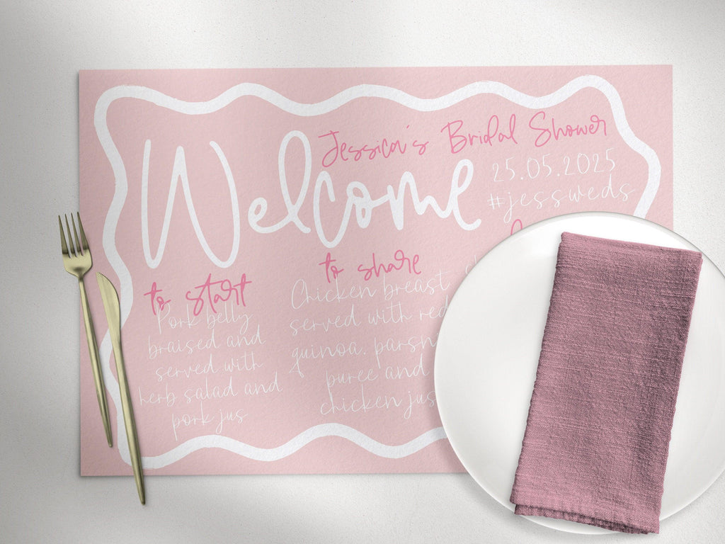 ELENI Pink Wave Dinner Placemat Template - The Sundae Creative
