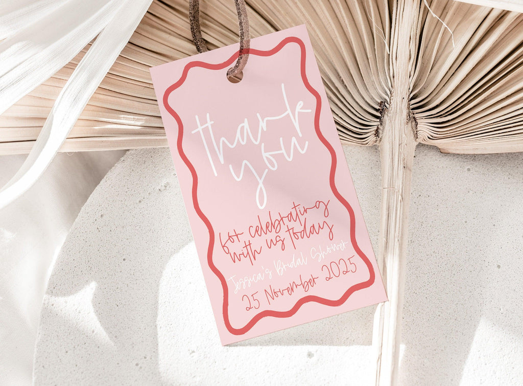 Pink Red Wavy Thank You Tag Template - Eleni - The Sundae Creative