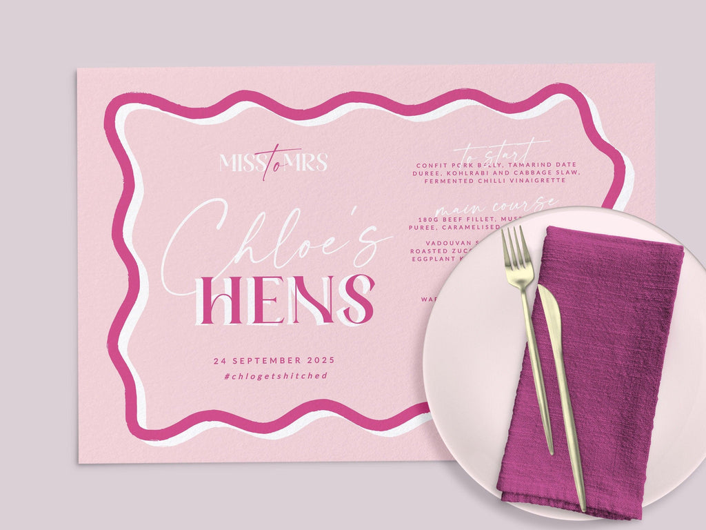 SONNY Pink Wavey Placemat Template - The Sundae Creative