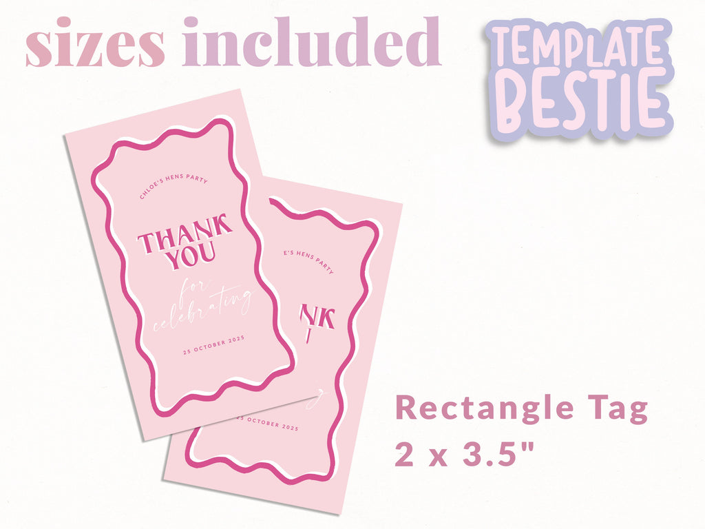 SONNY Pink Thank You Tag | Instant Download | Girl Birthday Party Favor Tags | Editable Favor Tag | Pink Blush Baby Shower | Wedding Favors