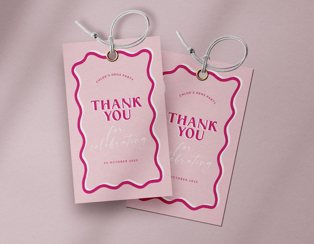 SONNY Pink Thank You Tag | Instant Download | Girl Birthday Party Favor Tags | Editable Favor Tag | Pink Blush Baby Shower | Wedding Favors