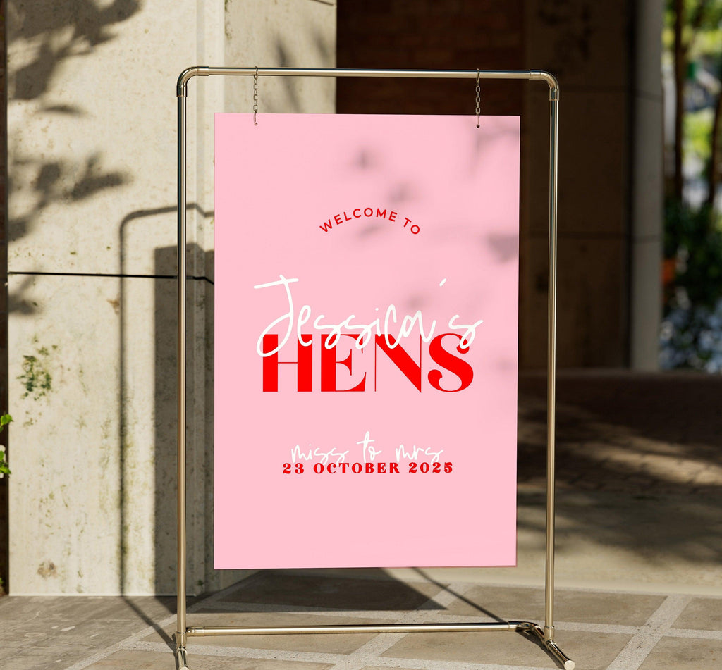 Pink Red Hens Welcome Sign Template - Lana - The Sundae Creative