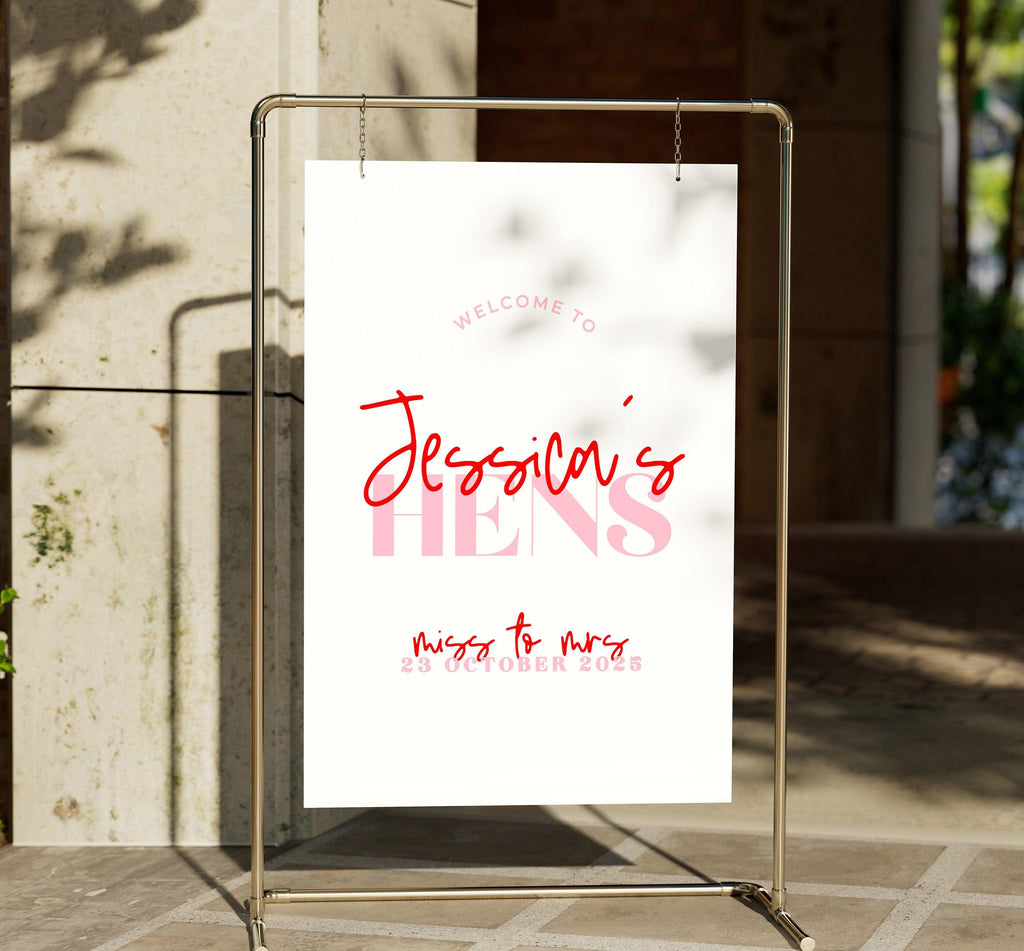 Pink Red Hens Welcome Sign Template - The Sundae Creative