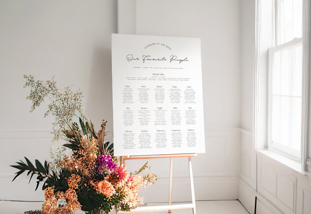 DAZZLE Wedding seating chart template, Download Minimalist Seating Plan, Modern Printable Seating Plan Editable Templett