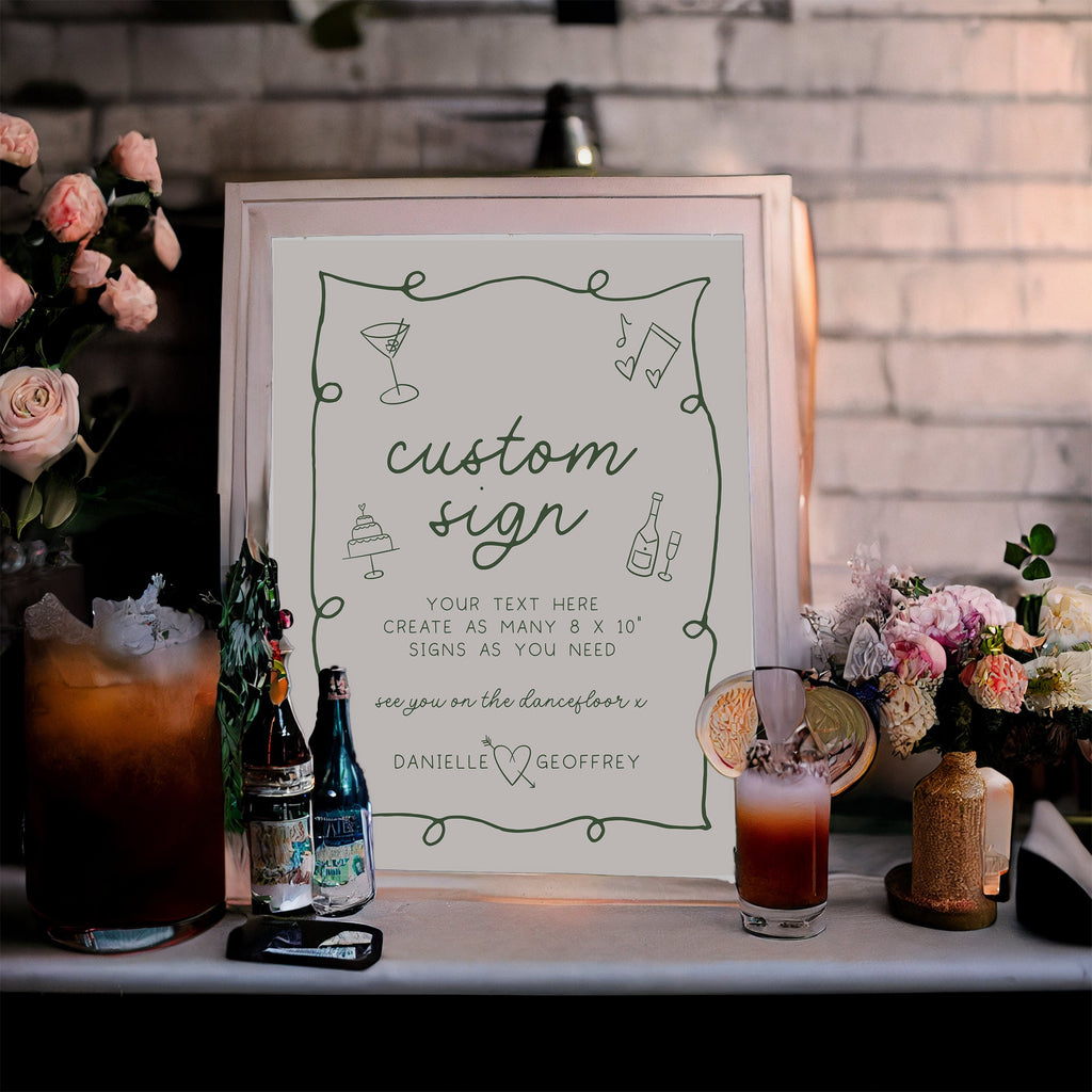 POET Minimalist Custom Sign Template, Hand drawn Wedding Sign Printable, Custom izable Wedding Signage, Bohemian Editable Instant Download