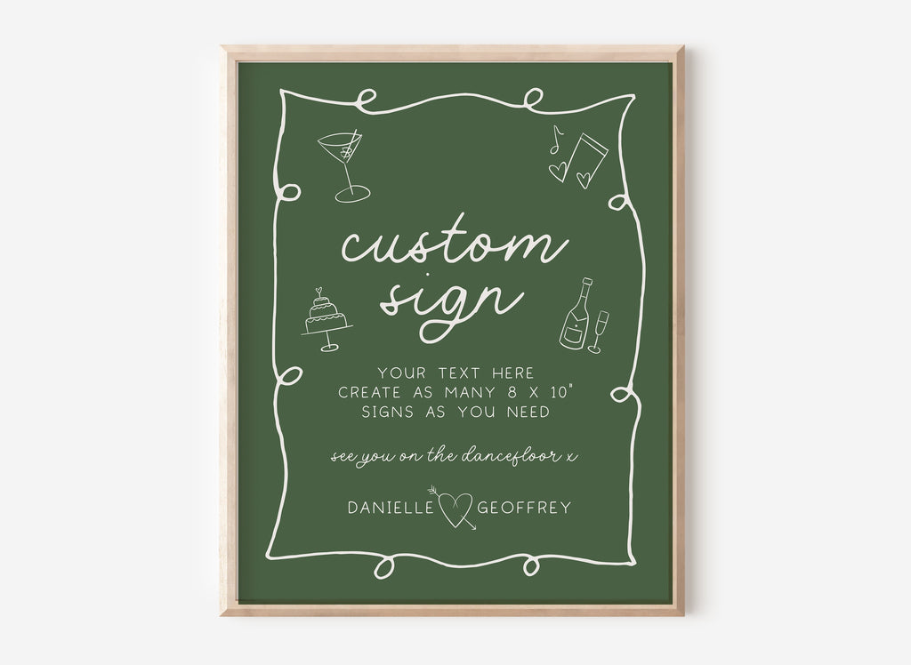 POET Forest Green Custom Sign Template, Hand drawn Wedding Sign Printable, Customisable Wedding Signage, Bohemian Editable Instant Download