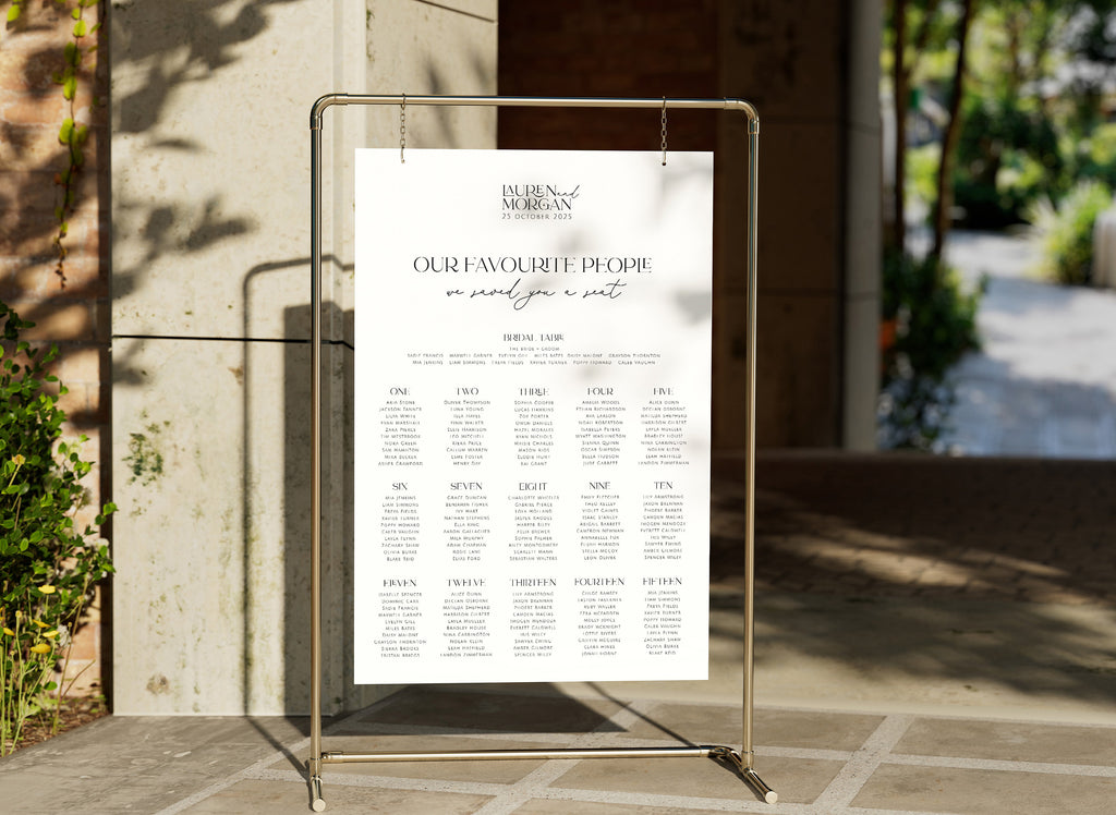 MIRRA Modern Wedding seating chart template, Download Minimalist Seating Plan, Modern Printable Seating Plan Editable Templett