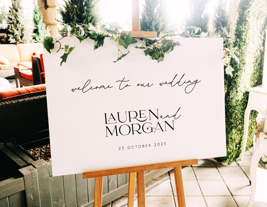MIRRA Modern Minimalist Wedding Welcome Sign, Welcome Wedding Sign, Script Wedding Welcome Sign, Modern Wedding Signs