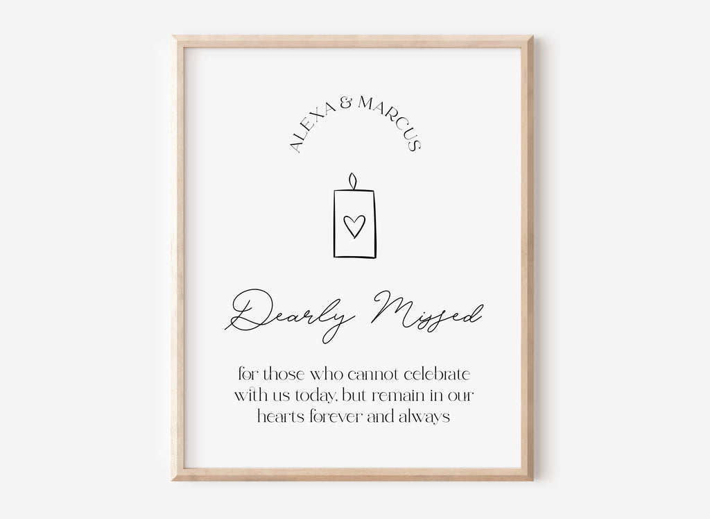DAZZLE Modern In Loving Memory Sign Printable, Modern Forever In Our Hearts, Dearly Missed Sign, Minimalist In Memorial, Editable Templett