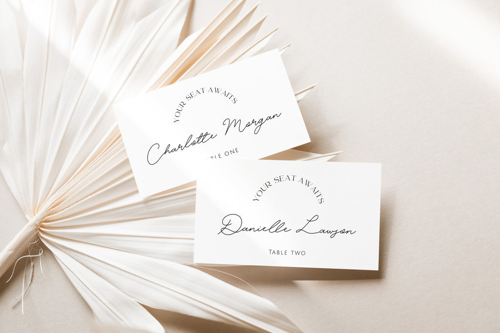 DAZZLE Wedding Name Card Template, Modern Wedding Place Card Template, Printable Name Cards, Minimalist Place Card Template Templett