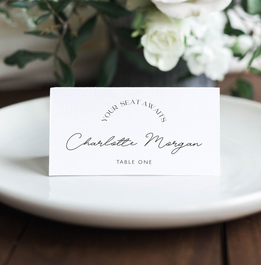 DAZZLE Wedding Name Card Template, Modern Wedding Place Card Template, Printable Name Cards, Minimalist Place Card Template Templett