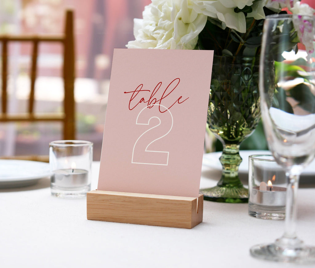 BRODY Pink Red Wedding Table Numbers Template, Pink Hen Shower Table Numbers Sign, Printable template, Instant Download Editable Templett
