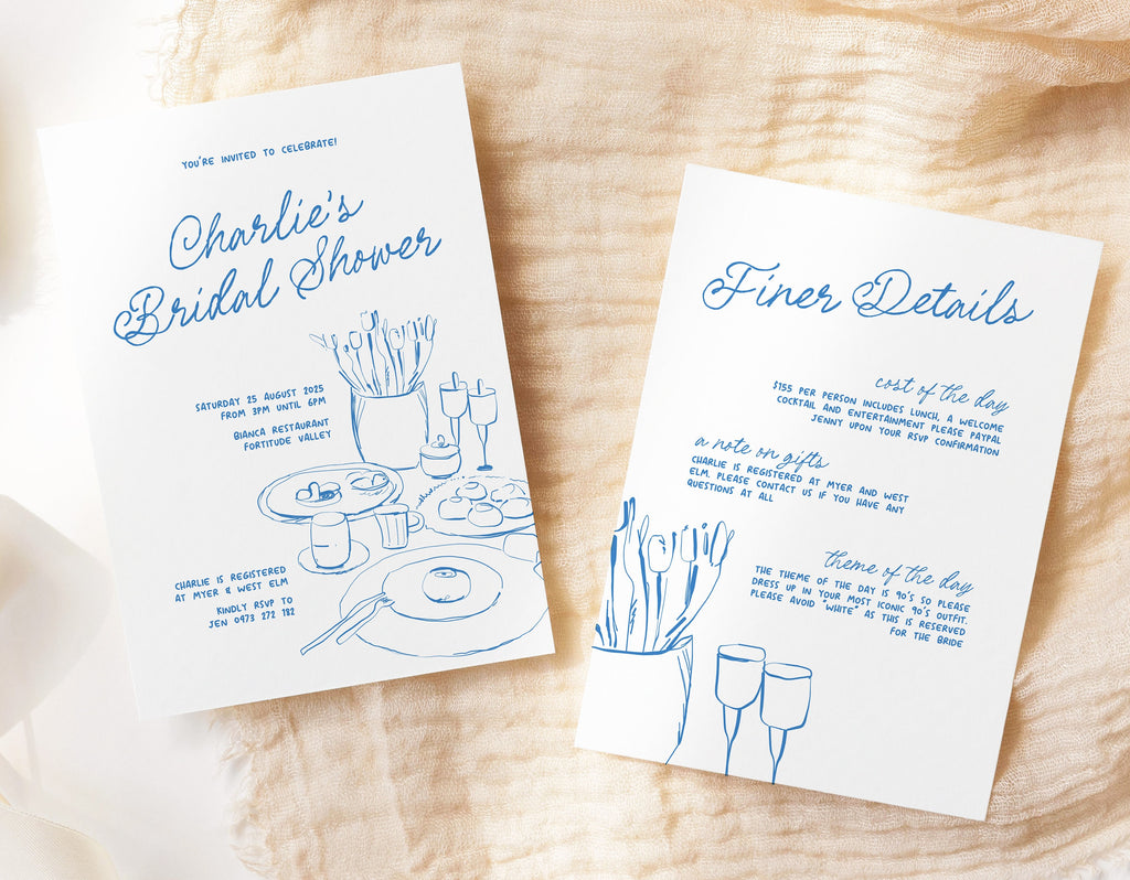 MACIE Fun Hand Drawn Bridal Shower Invitation Template, Bridal Shower Invite, Drawing Illustration, Editable Templett Download