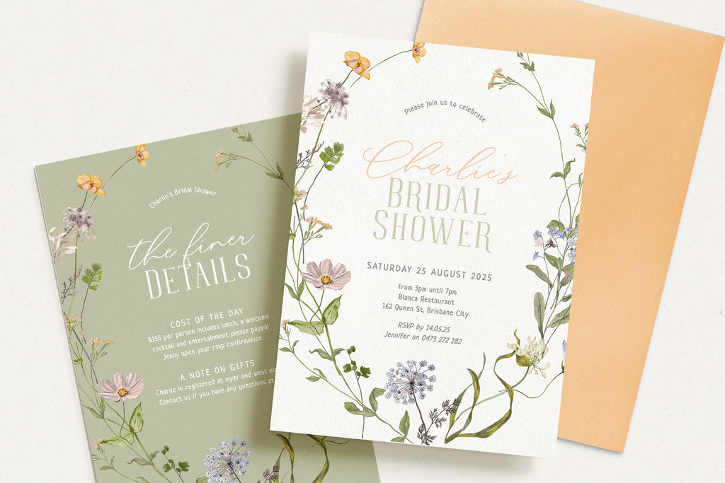 BETTY Bridal Shower Invitation, Boho Floral bridal Shower Invitation, Wildflower Invitation template, digital Templett Instant Download