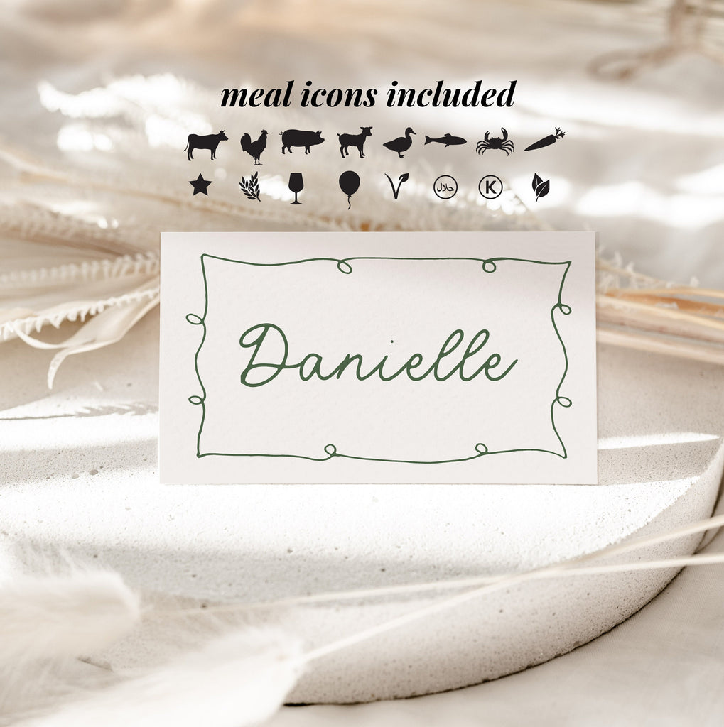 POET Editable Wedding Place Card Template | Wave Italian Style Escort Cards | Wedding Name Cards | Instant Download Templett