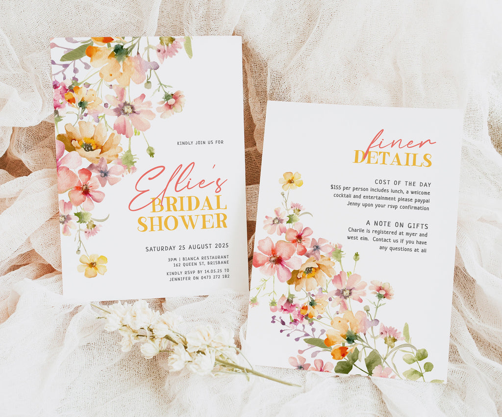 DAPHNE Spring Floral Bridal Shower Invitation Template, Colourful Bridal Shower, Printable template, Instant Download Editable Templett