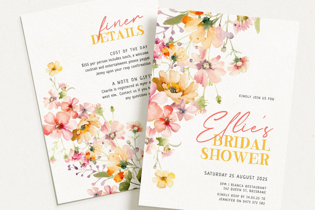 DAPHNE Spring Floral Bridal Shower Invitation Template, Colourful Bridal Shower, Printable template, Instant Download Editable Templett