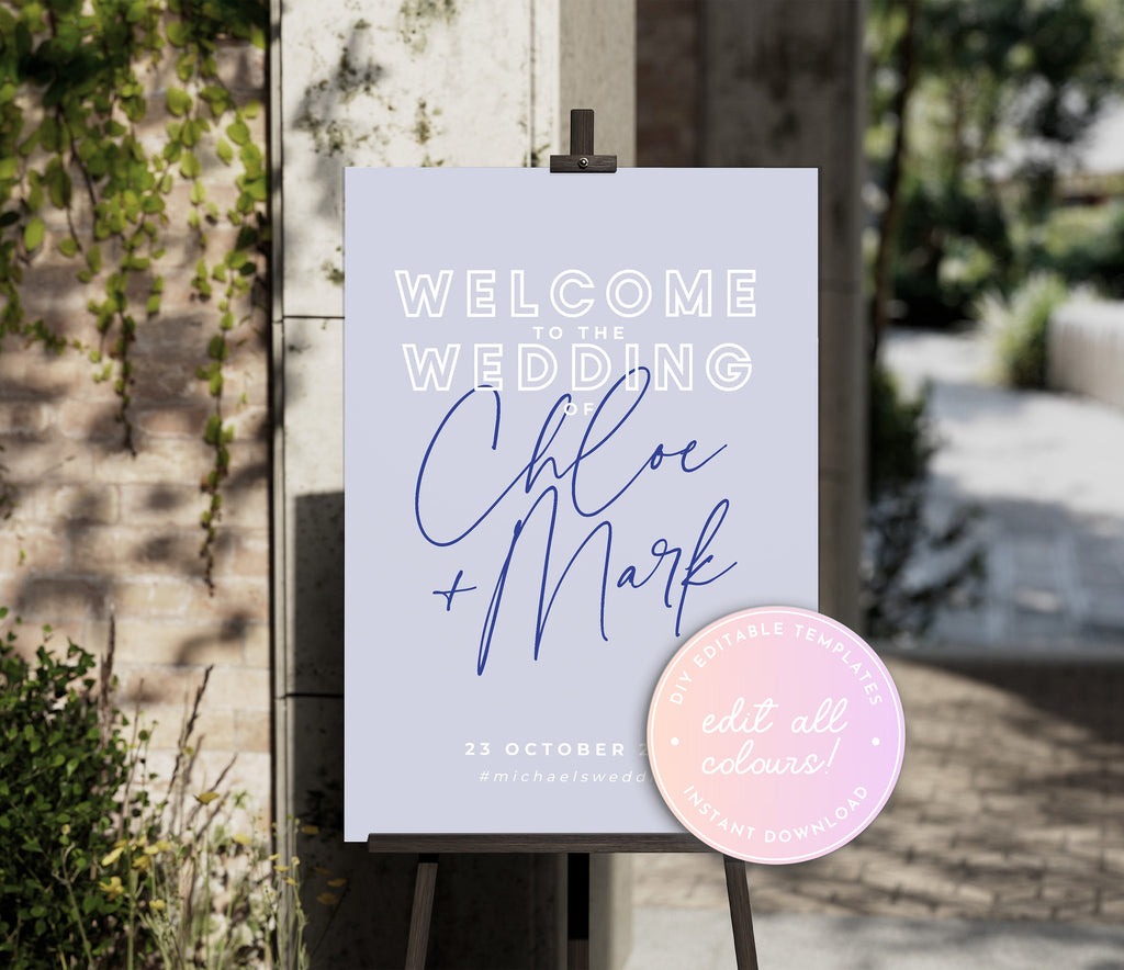 BRODY Pink Red Wedding Welcome Sign Template, Modern Wedding Welcome Sign, Printable template, Instant Download Editable Templett