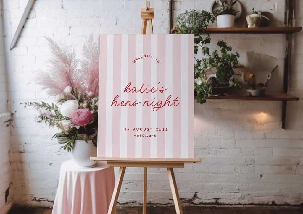 MINNIE Pink Retro Hens Night Welcome Sign Template Download, Birthday Party Welcome Sign, Editable Template Instant Download Templett