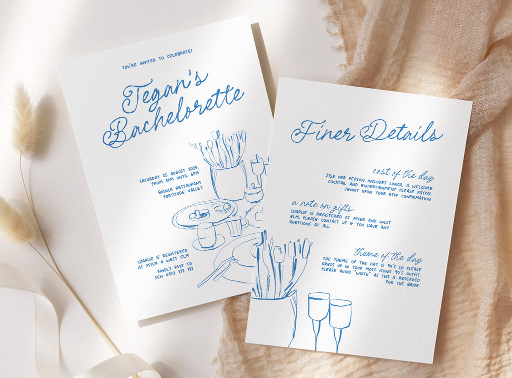 MACIE Fun Quirky Bachelorette Party Invitation Template, Hens Weekend Invite, Drawing Illustration, Editable Templett Download
