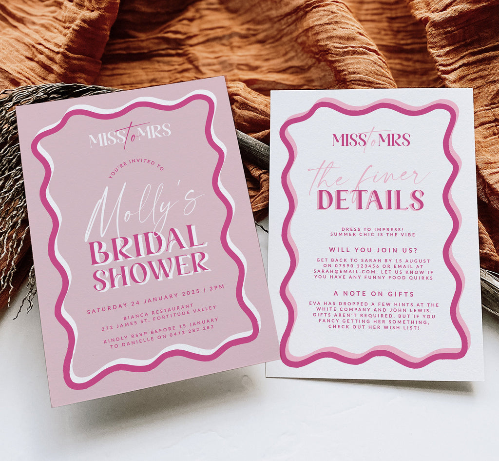 SONNY Modern Pink Bridal Shower Invite Template, Bridal Shower Invite, Party Invitation template, Instant Download Editable Templett