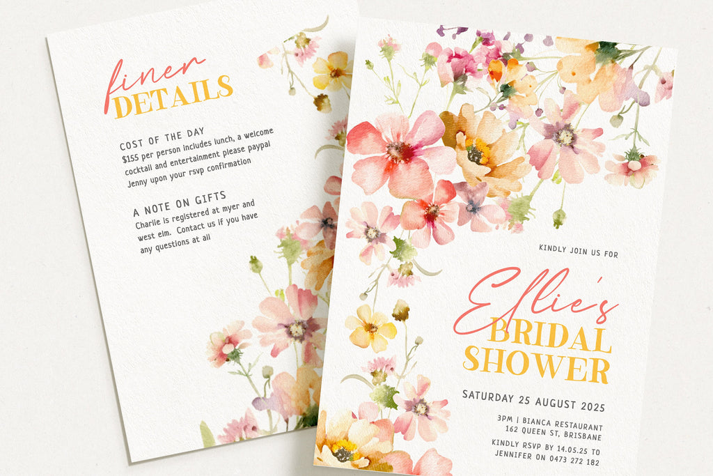 DAPHNE Bright Floral Bridal Shower Invitation Template, Colourful Bridal Shower, Printable template, Instant Download Editable Templett