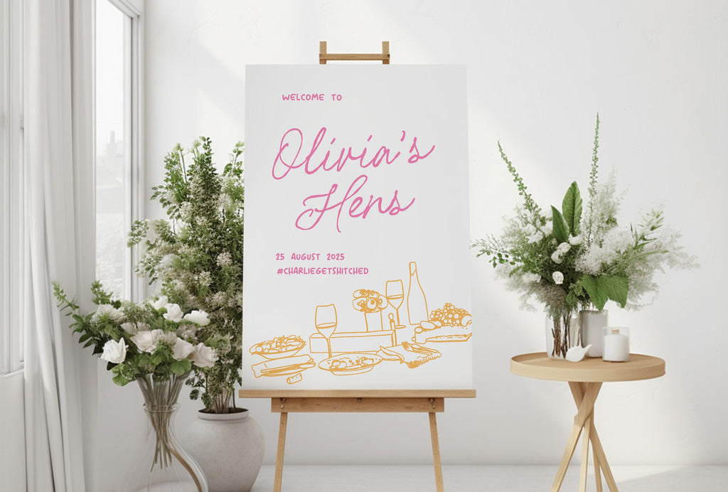 MACIE Italian Style Hens Party Welcome Sign Template, Hens Weekend Welcome, Drawing Illustration, Editable Templett Download
