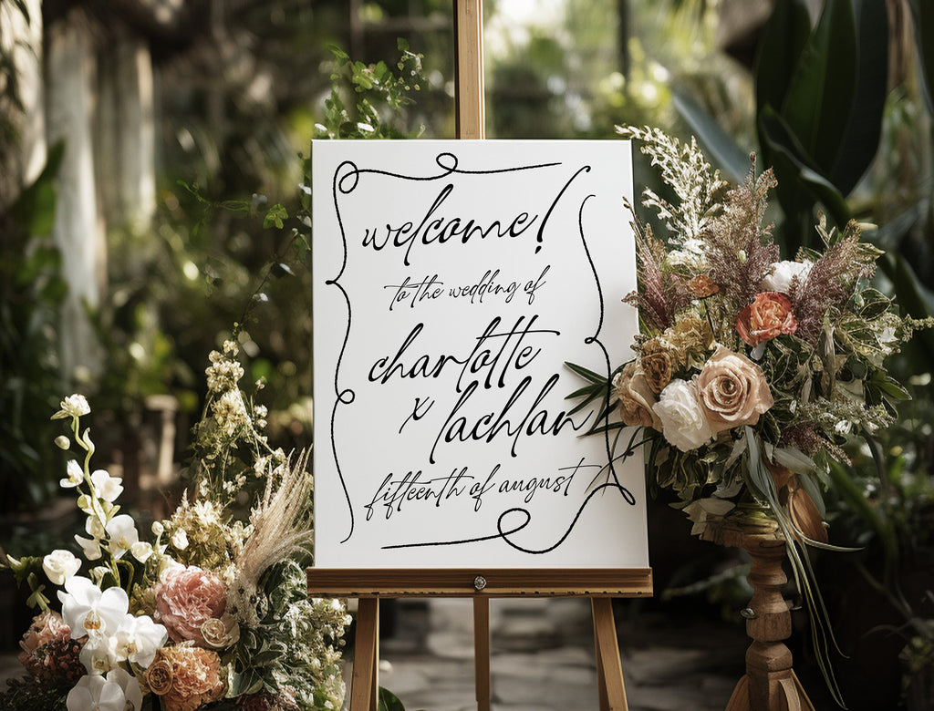 AYLA Minimalist Wedding Welcome Sign, Welcome Wedding Sign, Script Wedding Welcome Sign, Instant Download Templett