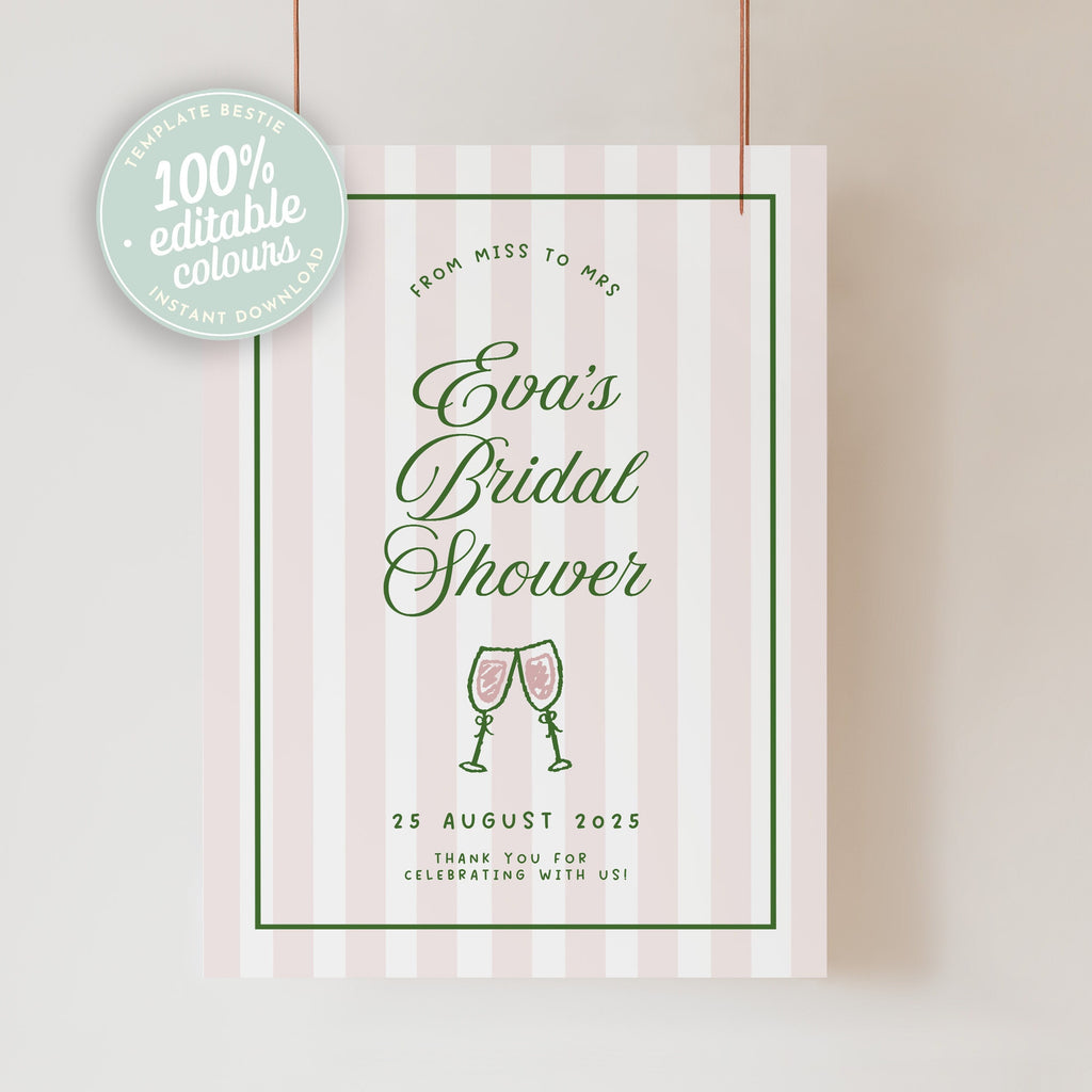 ROMY Printable Bridal Shower Welcome Sign Template, Hamptons Coastal Welcome, Hens Shower, Summer Sign Decor, Instant Download Templett