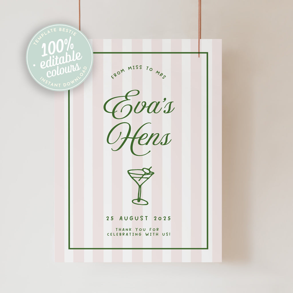 ROMY Editable Hens Night Welcome Sign Template, Hamptons Coastal Welcome, Hens Weekend, Summer Sign Decor, Instant Download Templett