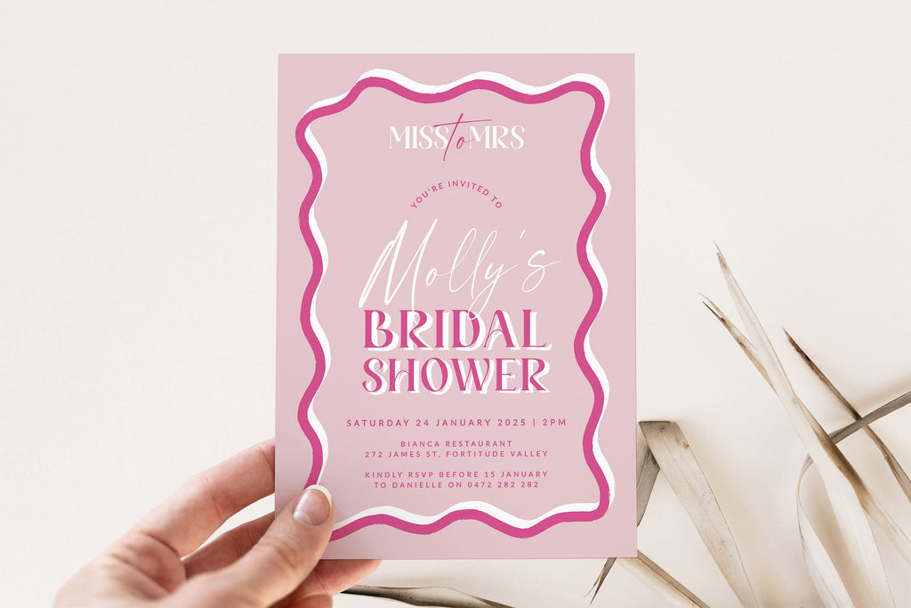 SONNY Modern Pink Bridal Shower Invite Template, Bridal Shower Invite, Party Invitation template, Instant Download Editable Templett