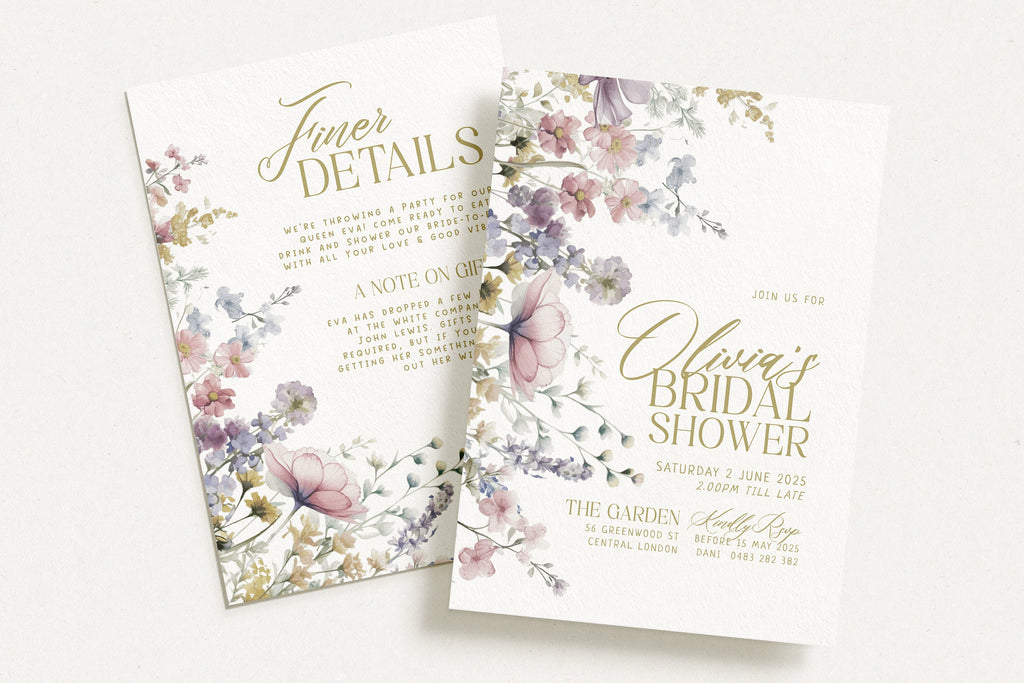 KELSY Floral Bridal Shower Invitation, Spring Wildflower Invitation, Bridal Shower Invitation template, Editable Templett Download