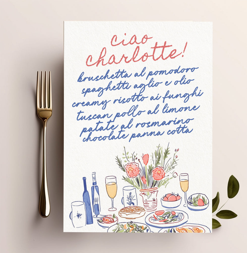 TOSCANO Quirky Guest Name Wedding Menu template, Hand drawn scribble illustrated Whimsical Wedding Name Menu, Instant Download Templett