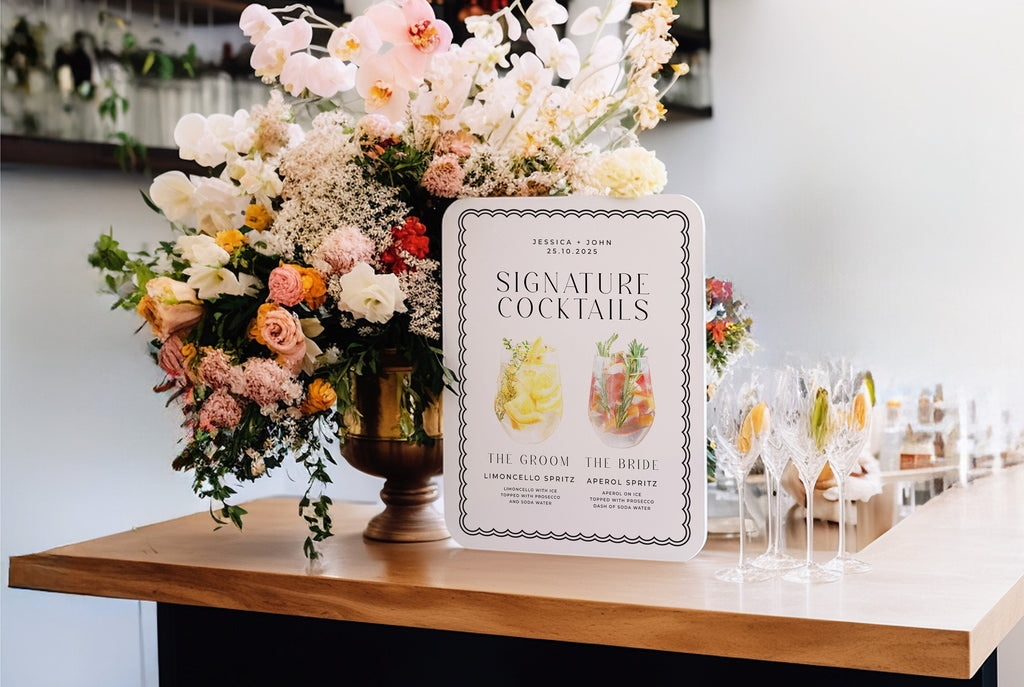 BELLA Modern Wedding Signature Drinks Bar Sign Template, Minimal Cocktail sign birthday sign download, Instant Download Editable Templett