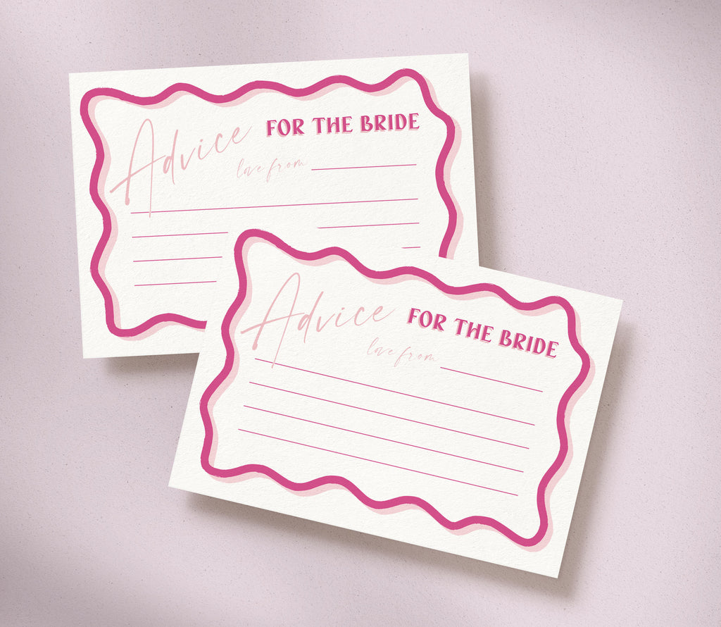SONNY Pink Hens Party Advice Card template, Pink Wavy Bridal Shower Games Editable, Hot Pink Bridal Games Printable, Bridal Shower Curvy