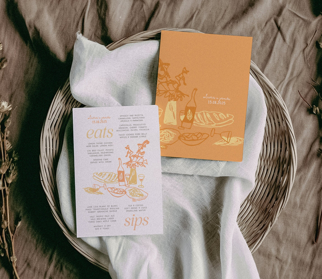 DOJA Hand drawn Menu template, Colourful Handwritten Wedding Menu, Instant Download Templett, whimsical party food menu